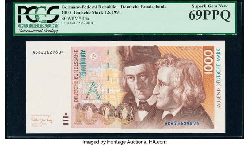 Germany Federal Republic Deutsche Bundesbank 1000 Mark 1.8.1991 Pick 44a PCGS Su...