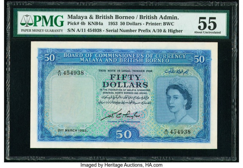 Malaya and British Borneo Board of Commissioners of Currency 50 Dollars 21.3.195...