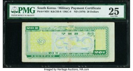 South Korea Military Payment Certificate 20 Dollars ND (1970) Pick M24 PMG Very Fine 25. A rare highest denomination coupon distributed by the Korean ...
