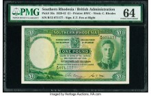 Southern Rhodesia Southern Rhodesia Currency Board 1 Pound 15.12.1939 Pick 10a PMG Choice Uncirculated 64. One of the most fantastic banknotes from th...