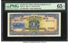Southwest Africa Barclays Bank D.C.O. 1 Pound 29.11.1958 Pick 5b PMG Gem Uncirculated 65 EPQ. A fantastic offering of a Barclays issued example. Afrik...