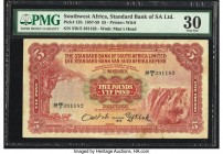 Southwest Africa Standard Bank of South Africa Ltd. 5 Pounds 20.11.1958 Pick 12b PMG Very Fine 30. A large format highest denomination issued by Stand...