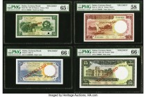 Sudan Currency Board 1956 Specimen Set. 50 Piastres 1956 Pick 2Bs Specimen PMG Gem Uncirculated 65 EPQ, one POC; 1 Pound 1956 Pick 3s Specimen PMG Gem...
