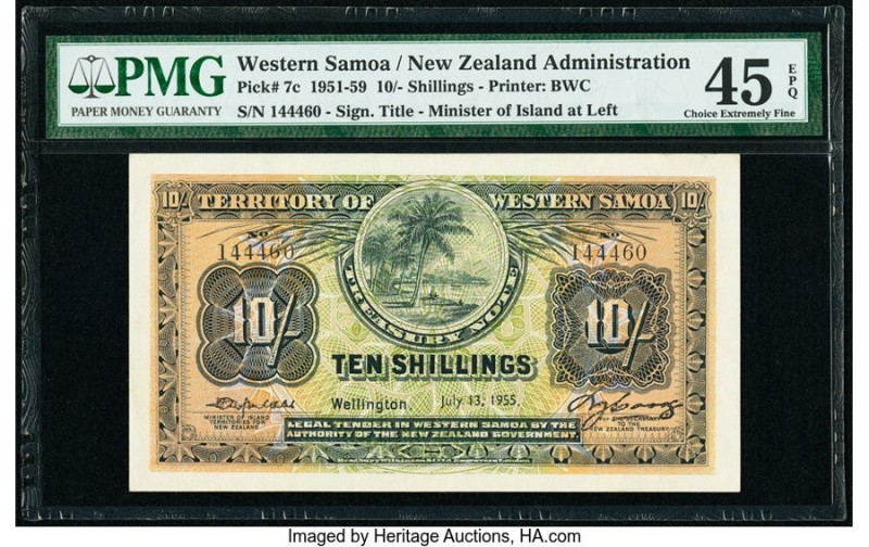 Western Samoa Territory of Western Samoa 10 Shillings 13.7.1955 Pick 7c PMG Choi...