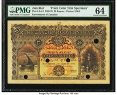 Zanzibar Zanzibar Government 20 Rupees 1.1.1908 Pick 4cts1 Color Trial Specimen PMG Choice Uncirculated 64. A legendary design from the most sought-af...