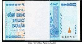 Zimbabwe Reserve Bank of Zimbabwe 100 Trillion Dollars 2008 Pick 91 Pack of 100 Crisp Uncirculated. A well preserved pack of this very high denominati...