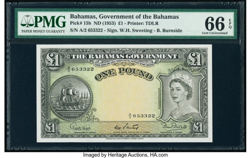 Bahamas Bahamas Government 1 Pound 1936 (ND 1953) Pick 15b PMG Gem Uncirculated ...