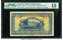 Bermuda Bermuda Government 1 Pound 30.9.1927 Pick 5a PMG Choice Fine 15. A desirable 1 Pound from 1927, which features the single letter prefix, of wh...