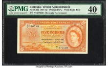 Bermuda Bermuda Government 5 Pounds 1.10.1966 Pick 21d PMG Extremely Fine 40. The second highest denomination of the first series to feature Queen Eli...