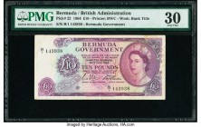 Bermuda Bermuda Government 10 Pounds 28.7.1964 Pick 22 PMG Very Fine 30. A pleasing, mid-grade example of this popular, highest denomination type. Iss...