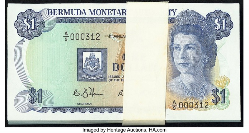 Bermuda Monetary Authority 1 Dollar 1.1.1988 Pick 28d 89 Low Serial Number Conse...
