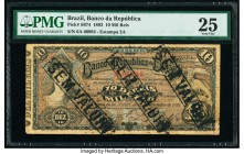 Brazil Banco da Republica 10 Mil Reis 23.9.1893 Pick S674 PMG Very Fine 25. A rare example from the first issue under the law of 1893. This sole grade...