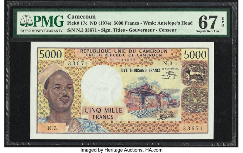 Cameroon Banque des Etats de l'Afrique Centrale 5000 Francs ND (1974) Pick 17c P...