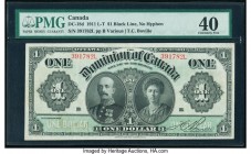 Canada Dominion of Canada $1 3.1.1911 Pick 27b DC-18d PMG Extremely Fine 40. A well preserved Series L example featuring the dual portraits of Lord an...