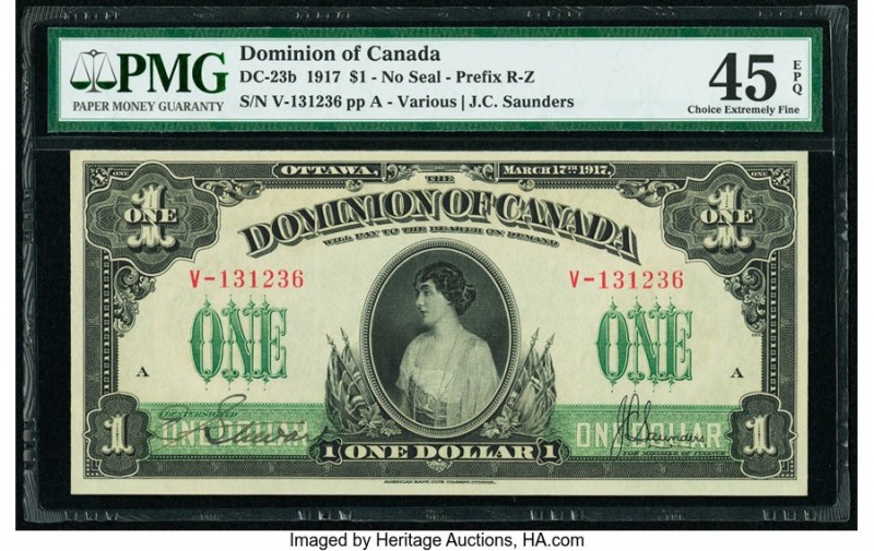 Canada Dominion of Canada $1 17.3.1917 Pick 32c DC-23b PMG Choice Extremely Fine...