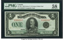 Canada Dominion of Canada $1 2.7.1923 Pick 33o DC-25o PMG Choice About Unc 58. A well preserved Group 4, series E with black seal featuring the portra...