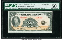 Canada Bank of Canada $5 1935 Pick 42 BC-5 PMG About Uncirculated 50. A handsome, lightly circulated example of this middle denomination. This type fe...