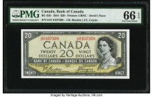 Canada Bank of Canada $20 1954 Pick 70b BC-33b "Devil's Face" PMG Gem Uncirculated 66 EPQ. A desirable high grade example of the Devil's Face variety ...