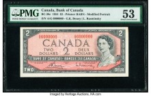 6 Million Serial Number Canada Bank of Canada $2 1954 Pick 76c BC-38c PMG About Uncirculated 53. A highly collectible fancy serial number 6,000,000 wi...
