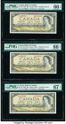 Canada Bank of Canada $20 1954 Pick 80b BC-41b Three Consecutive Examples PMG Superb Gem Unc 67 EPQ; Gem Uncirculated 66 EPQ (2). A lovely trio of con...