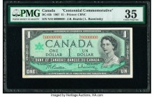 6 Million Serial Number Canada Bank of Canada $1 1967 BC-45b Commemorative PMG Choice Very Fine 35. A highly collectible fancy serial number 6,000,000...