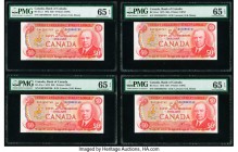 Canada Bank of Canada $50 1975 Pick 90a BC-51a-i Four Consecutive Examples PMG Gem Uncirculated 65 EPQ. A nice short run of consecutive serial numbere...