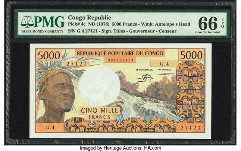 Congo Republic Banque des Etats de l'Afrique Centrale 5000 Francs ND (1978) Pick...