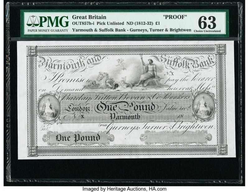 Great Britain Yarmouth and Suffolk Bank 1 Pound ND (ca. 1812-32) Pick UNL OUT857...