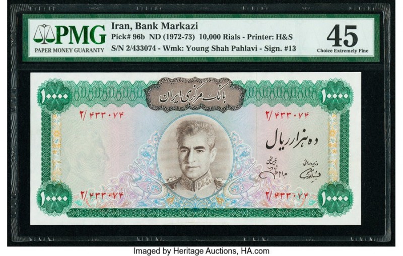 Iran Bank Markazi 10,000 Rials ND (1972-73) Pick 96b PMG Choice Extremely Fine 4...