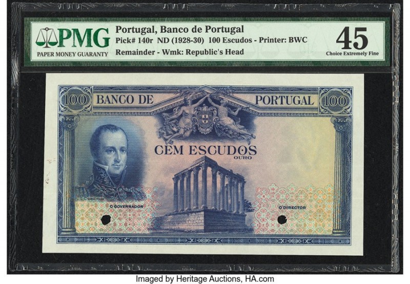 Portugal Banco de Portugal 100 Escudos ND (1928-30) Pick Pick 140r Remainder PMG...