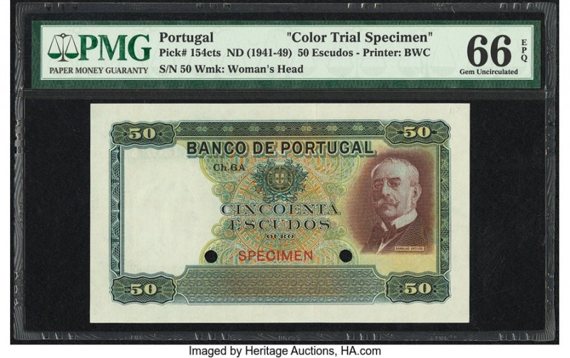 Portugal Banco de Portugal 50 Escudos ND (1941-49) Pick 154cts Color Trail Speci...