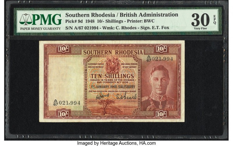 Southern Rhodesia Southern Rhodesia Currency Board 10 Shillings 1.1.1948 Pick 9d...