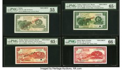 Sudan Currency Board Group Lot of 4 Specimen. 25 Piastres 1956 Pick 1Bs Specimen PMG Gem Uncirculated 65 EPQ; 50 Piastres 1956 Pick 2As Specimen PMG A...