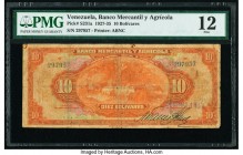 Venezuela Banco Mercantil y Agrícola 10 Bolívares 1927-35 Pick S231a PMG Fine 12. Printed by The American Bank Note Company, deep orange inks are stil...