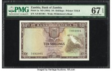 Zambia Bank of Zambia 10 Shillings ND (1964) Pick 1a PMG Superb Gem Unc 67 EPQ. The highest graded example of this variety that we have ever offered, ...
