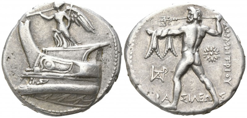 Kings of Macedon. Ephesos. Demetrios I Poliorketes 306-283 BC.
Tetradrachm AR
...