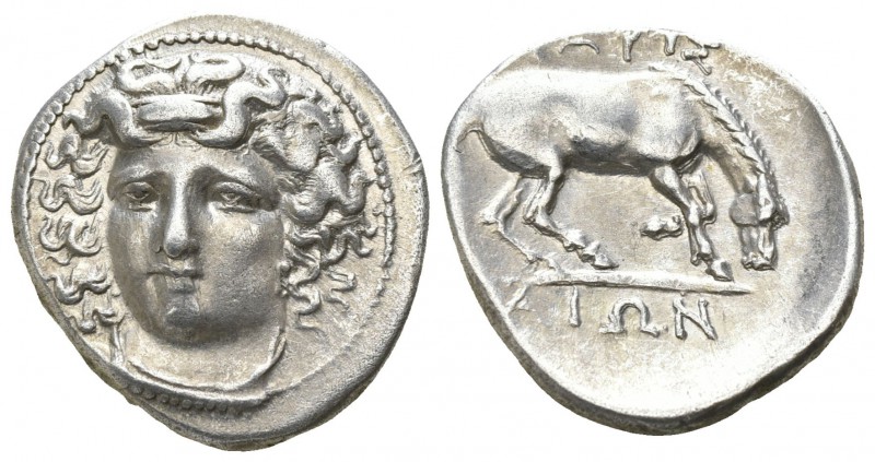 Thessaly. Larissa 356-342 BC.
Drachm AR

21mm., 6,04g.

Head of the nymph L...