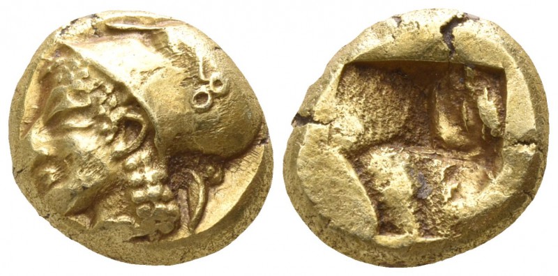Ionia. Phokaia 521-478 BC.
Hekte EL

11mm., 2,57g.

Helmeted head of Athena...