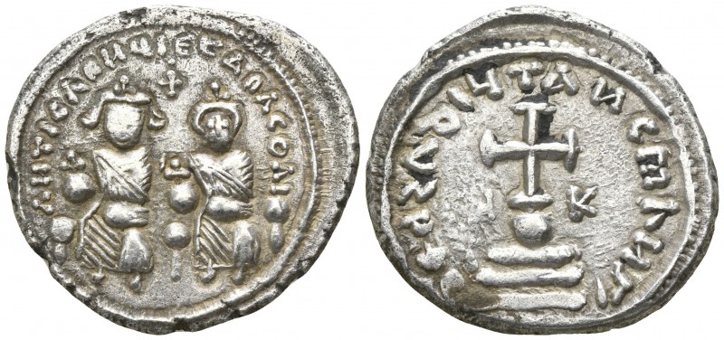 Heraclius, with Heraclius Constantine. AD 610-641. Constantinople
Hexagram AR
...