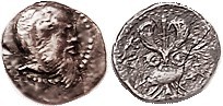 KATANE, Ar Litra, 476-461 BC, Selinos head r/winged thunderbolt, S765 ( £750 ); F-VF, obv sl off-ctr but complete, rev centered, sl roughness, dark to...