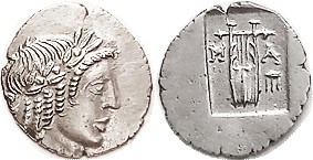 MASIKYTES , Lycian League Hemidrachm, c. 27-20 BC, Apollo head r/M-A, Lyre, trip...