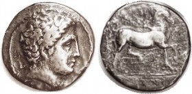 Drachm, 400-344 BC, Young male hd r/horse stg r, S2177 (£350); F-VF, well centered, obv decent with nice strong portrait, dark tone in fields, only ev...