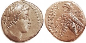 Demetrios II, 1st reign, 145-140 BC, Tet, of Sidon, Head r/ Eagle stg l, at left date (H-Xi-P) over monogram, S7055 (£200); VF, somewhat off-ctr, uncl...
