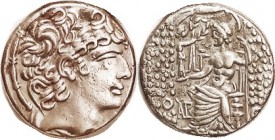 Roman Province, under Aulus Gabinius, 57-55 BC, in name of Philip Philadelphos, Head r/Zeus std l, Gabinius monogram, Pr.1; VF-EF, obv just sl off-ctr...