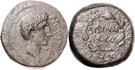 Panormus, Æ22, Proconsul Sisenna with Statius Flaccus & P. Cotta; Bare head r/lgnd in wreath & around, RPC 668; VF, centered, dark olive patina, a tri...