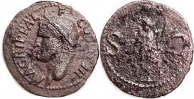 AGRIPPA , As, His bust l./SC, Neptune stg l; VF for wear, sl off-ctr, brown patina, obv has moderate roughness, portrait OK with quite strong detail; ...
