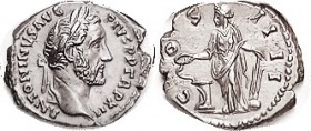 ANTONINUS PIUS , Den, COS IIII, Salus stg l, at altar; Choice EF, sl ragged flan, very well struck for these, perfect metal with pleasing tone. Sharp ...
