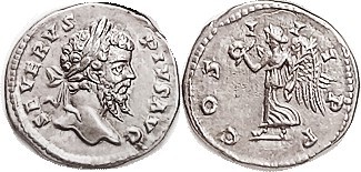 SEPTIMIUS SEVERUS , Den, COS III PP, Victory adv l, Choice EF, well centered & s...