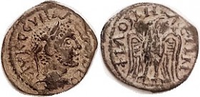 Philomelion, Æ17, Eagle facg; VF, obv sl off-ctr, full rev lgnd, good detail on head & eagle, dark greenish patina with strong orangy hilighting. (A V...