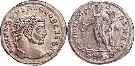 SEVERUS II, As Caesar, Follis, GENIO POPVLI ROMANI, Genius stg l, SMSD; Choice E...